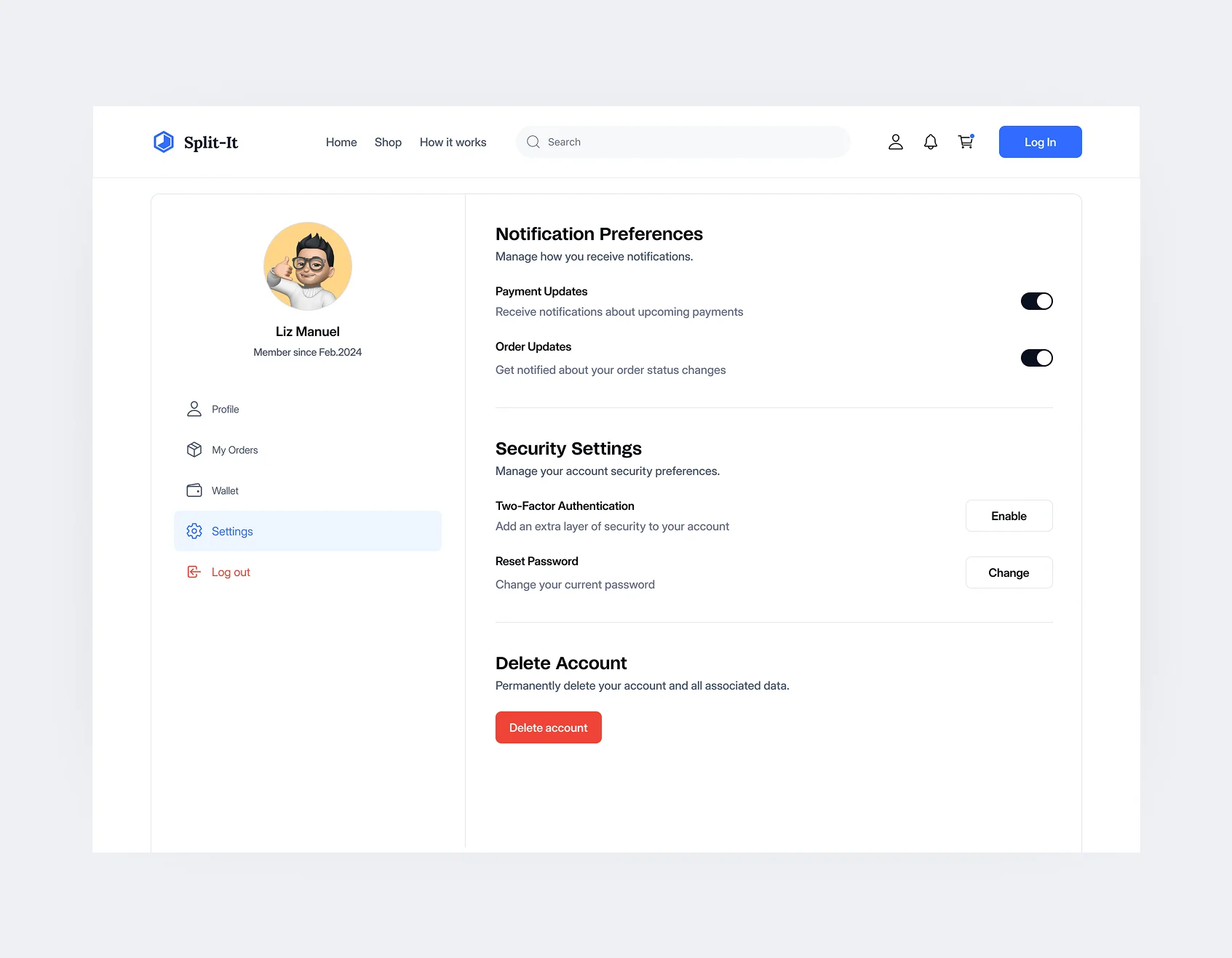 Settings Page